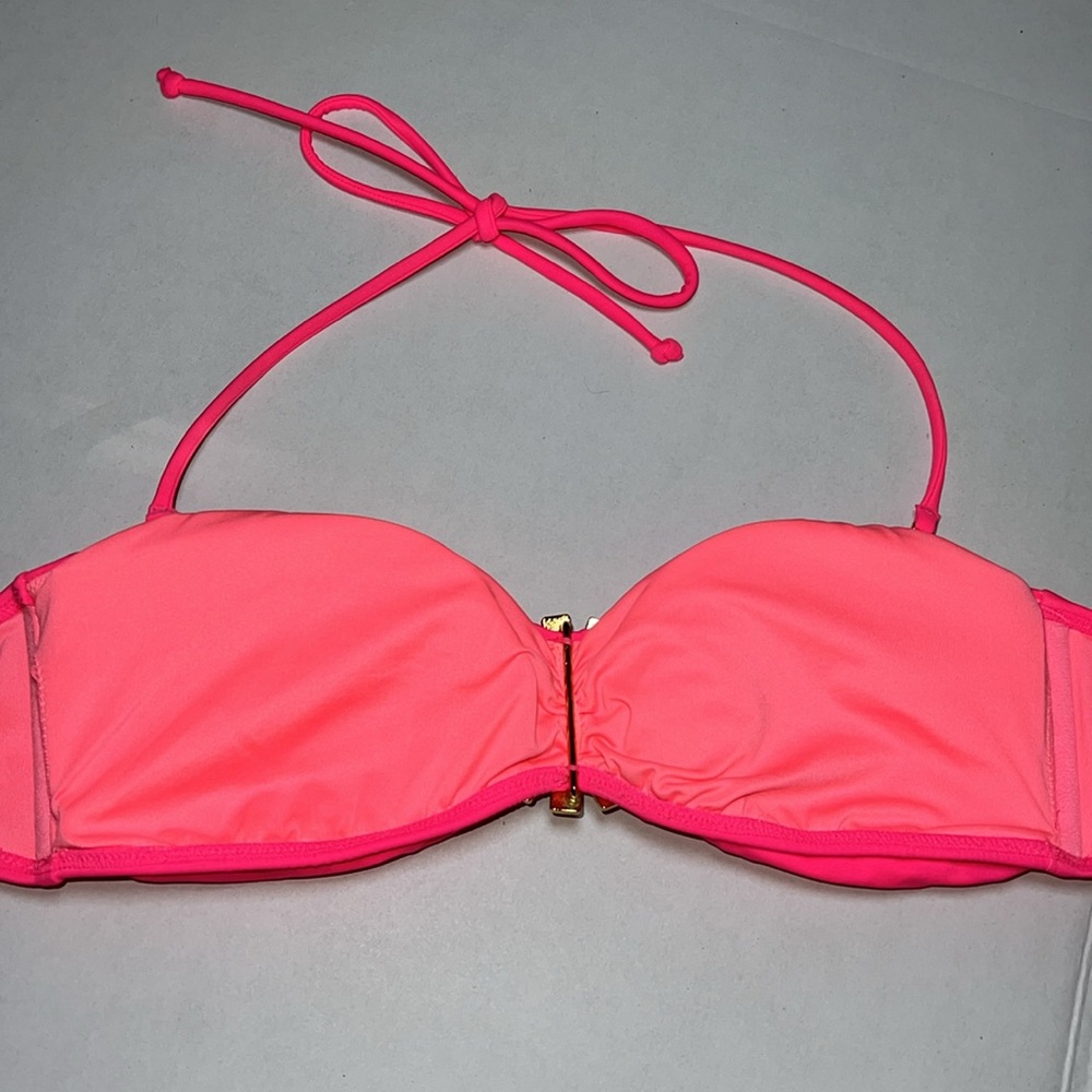 Victoria's Secret Women’s Neon Pink Bikini Top with flower detail M - Picture 7 of 9